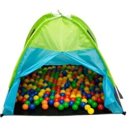 LittleTom Tenda Giocattolo Per Palline 100x100x90cm Con Tunnel Pop-up Blu -Cameretta Per Bambini 12736934 3