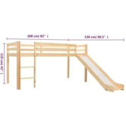 Letto A Castello Per Bambini Scivolo E Scala In Pino 97x208cm VidaXL -Cameretta Per Bambini 13415794 3