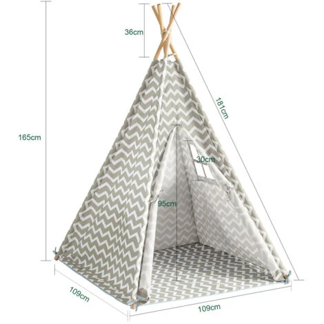 SoBuy Tenda Indiani Bambini Casa Per Bambini Con 1 Portella E 1 Finestra Righe Bianco Sporco OSS03,IT 7 SoBuy Tenda Indiani Bambini Casa Per Bambini Con 1 Portella E 1 Finestra Righe Bianco Sporco OSS03,IT - immagine 5