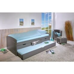 Links Letto Doppio Rieka 3 Cassetti 98x205x63h Pino Massello Laccato Grigio - Inter Link -Cameretta Per Bambini 14021457 3