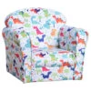 Homcom Poltroncina Mini Per Bambini Bianca Con Dinosauri Colorati -Cameretta Per Bambini 14344677 1