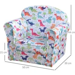 Homcom Poltroncina Mini Per Bambini Bianca Con Dinosauri Colorati -Cameretta Per Bambini 14344677 3
