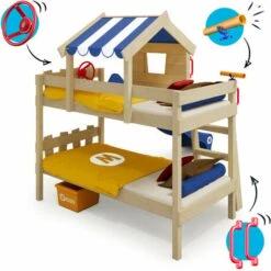 Wickey Letti Per Bambini, Letto A Soppalco CrAzY Circus Con Scivolo Culla 90 X 200 Cm, Letto A Castello - Blu -Cameretta Per Bambini 14835466 4