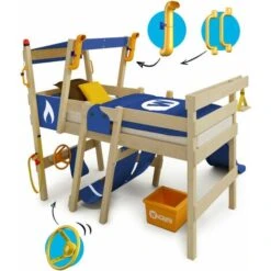 Wickey Letti Per Bambini, Letto A Soppalco CrAzY Smoky Con Scivolo Culla 90 X 200 Cm, Letto A Castello - Blu -Cameretta Per Bambini 14835508 4