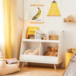 SoBuy Libreria Montessoriana Per Bambini Scaffale Portagiochi Portariviste L63P30A70 Cm KMB19-W -Cameretta Per Bambini 15070902 5