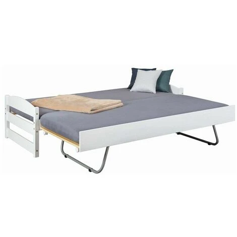 Letto Singolo Con Letto Estraibile 90x200 A Doghe A Scomparsa Bianco Salvaspazio 6 Letto Singolo Con Letto Estraibile 90x200 A Doghe A Scomparsa Bianco Salvaspazio - immagine 4