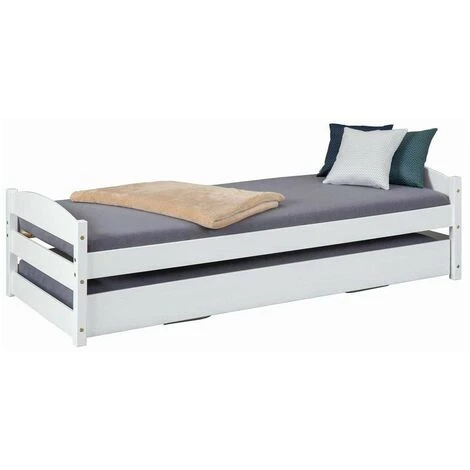 Letto Singolo Con Letto Estraibile 90x200 A Doghe A Scomparsa Bianco Salvaspazio 7 Letto Singolo Con Letto Estraibile 90x200 A Doghe A Scomparsa Bianco Salvaspazio - immagine 5