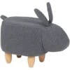Sgabello Bambini Forma Coniglio Poliestere Grigio Imbottito Gambe Legno Bunny 2 Sgabello Bambini Forma Coniglio Poliestere Grigio Imbottito Gambe Legno Bunny -Cameretta Per Bambini 15929814 1
