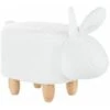 Sgabello Bambini Forma Coniglio Poliestere Bianco Imbottito Gambe Legno Bunny -Cameretta Per Bambini 15929816 1