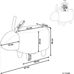 Sgabello Bambini Forma Coniglio Poliestere Bianco Imbottito Gambe Legno Bunny -Cameretta Per Bambini 15929816 3