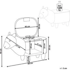 Sgabello Bambini Forma Alpaca Poliestere Grigio Imbottito Gambe Legno Alpaca -Cameretta Per Bambini 15929817 3