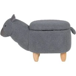 Sgabello Bambini Forma Alpaca Poliestere Grigio Imbottito Gambe Legno Alpaca -Cameretta Per Bambini 15929817 5