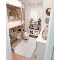 Sgabello Bambini Forma Alpaca Poliestere Bianco Imbottito Gambe Legno Alpaca -Cameretta Per Bambini 15929819 4