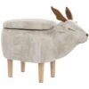 Pouf Animaletto A Forma Di Renna In Tessuto Beige Gambe In Legno Reindeer -Cameretta Per Bambini 15930103 1