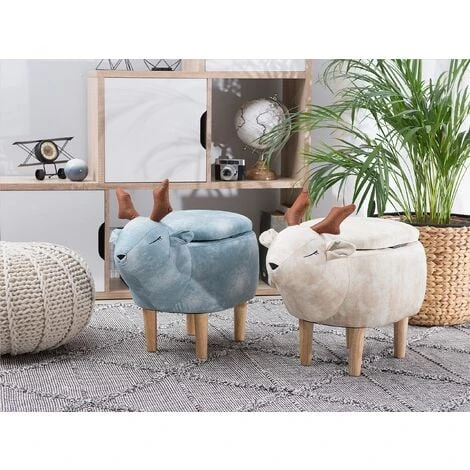 Pouf Animaletto A Forma Di Renna In Tessuto Beige Gambe In Legno Reindeer 4 Pouf Animaletto A Forma Di Renna In Tessuto Beige Gambe In Legno Reindeer - immagine 2