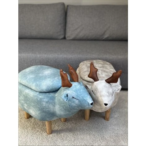 Pouf Animaletto A Forma Di Renna In Tessuto Beige Gambe In Legno Reindeer 7 Pouf Animaletto A Forma Di Renna In Tessuto Beige Gambe In Legno Reindeer - immagine 5