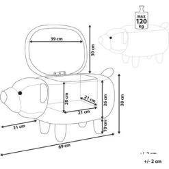 Sgabello Bambini Forma Orso Poliestere Marrone Imbottito Gambe Legno Bear -Cameretta Per Bambini 15930111 3