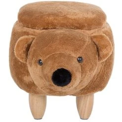 Sgabello Bambini Forma Orso Poliestere Marrone Imbottito Gambe Legno Bear -Cameretta Per Bambini 15930111 5