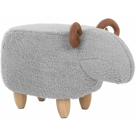 Pouf Animaletto A Forma Di Agnello In Tessuto Grigio Gambe In Legno Lamb 3 Pouf Animaletto A Forma Di Agnello In Tessuto Grigio Gambe In Legno Lamb
