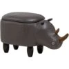 Pouf Animaletto A Forma Di Rinoceronte Ecopelle Grigia Gambe In Legno Rhino -Cameretta Per Bambini 15930677 1
