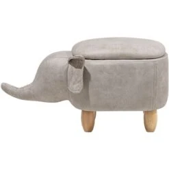 Sgabello Bambini Forma Elefante Ecopelle Grigio Chiaro Gambe Legno Elephant -Cameretta Per Bambini 15930679 4