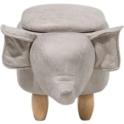 Sgabello Bambini Forma Elefante Ecopelle Grigio Chiaro Gambe Legno Elephant -Cameretta Per Bambini 15930679 5