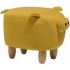 Pouf Animaletto A Forma Di Maialino In Tessuto Giallo Gambe In Legno Piggy -Cameretta Per Bambini 15930687 1
