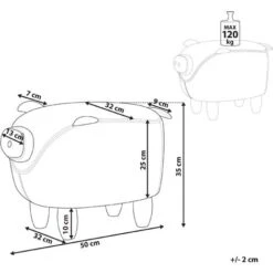 Pouf Animaletto A Forma Di Maialino In Tessuto Giallo Gambe In Legno Piggy -Cameretta Per Bambini 15930687 3