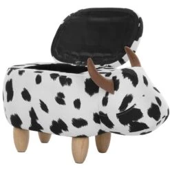 Sgabello Bambini Forma Mucca Ecopelle Bianca E Nera Imbottita Gambe Legno Cow -Cameretta Per Bambini 15930696 5