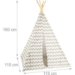 Relaxdays Tenda Giocattolo Per Bambini, Con Fondo, Con Borsa Per Il Trasporto, HxLxP 160 X 115 X 115 Cm, Bianca/grigia -Cameretta Per Bambini 16606600 4