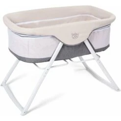 COSTWAY Lettino Da Viaggio, Pieghevole Culla Neonato Con Borsa, Funzione A Dondolo, Materasso Inclusa, 0-15 Kg, 91 X 56 X 70 Cm (Grigio)