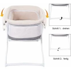 COSTWAY Lettino Da Viaggio, Pieghevole Culla Neonato Con Borsa, Funzione A Dondolo, Materasso Inclusa, 0-15 Kg, 91 X 56 X 70 Cm (Grigio) -Cameretta Per Bambini 16779282 4