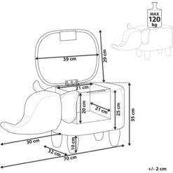 Sgabello Bambini Forma Elefante Ecopelle Grigia Imbottita Gambe Legno Elephant -Cameretta Per Bambini 16793468 3