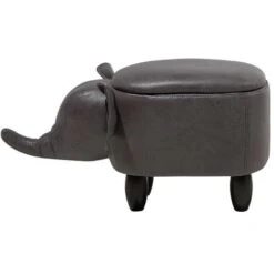 Sgabello Bambini Forma Elefante Ecopelle Grigia Imbottita Gambe Legno Elephant -Cameretta Per Bambini 16793468 4