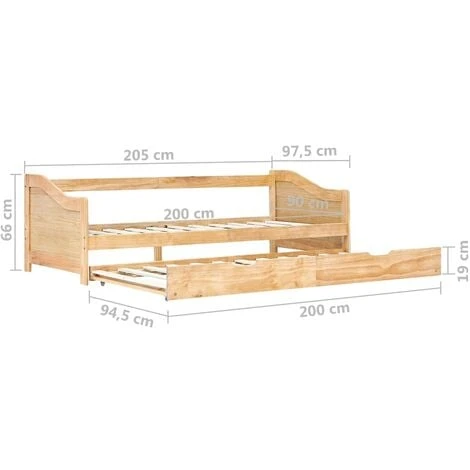 Divano Letto A Scomparsa In Legno Di Pino 90x200 Cm VidaXL 5 Divano Letto A Scomparsa In Legno Di Pino 90x200 Cm VidaXL - immagine 3