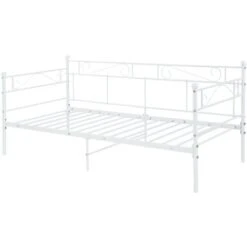 [en.casa] Divano Letto Metallo Con Zona Di Riposo 200 X 90 Cm Letto Singolo, Sofa Con Testiera, Pediera - Bianco -Cameretta Per Bambini 16893334 3