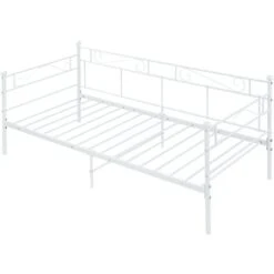 [en.casa] Divano Letto Metallo Con Zona Di Riposo 200 X 90 Cm Letto Singolo, Sofa Con Testiera, Pediera - Bianco -Cameretta Per Bambini 16893334 5
