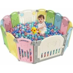 COSTWAY Box Recinto Per Bambini Recinto Di Gioco, Parco Giochi Per Bambini Con Protezioni, Ideale Per Domestico O Asilo, 14 Pezzi Di Recinto (BB5301CL)