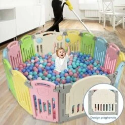 COSTWAY Box Recinto Per Bambini Recinto Di Gioco, Parco Giochi Per Bambini Con Protezioni, Ideale Per Domestico O Asilo, 14 Pezzi Di Recinto (BB5301CL) -Cameretta Per Bambini 17071956 3