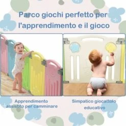 COSTWAY Box Recinto Per Bambini Recinto Di Gioco, Parco Giochi Per Bambini Con Protezioni, Ideale Per Domestico O Asilo, 14 Pezzi Di Recinto (BB5301CL) -Cameretta Per Bambini 17071956 4