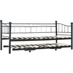 Giroletto Nero In Acciaio 180x200/90x200 Cm VidaXL 10 Giroletto Nero In Acciaio 180x200/90x200 Cm VidaXL -Cameretta Per Bambini 17428394 4