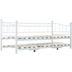Giroletto Bianco In Acciaio 180x200/90x200 Cm VidaXL 10 Giroletto Bianco In Acciaio 180x200/90x200 Cm VidaXL -Cameretta Per Bambini 17428403 4