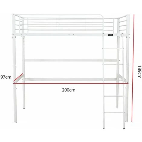 Letto A Soppalco Alora - 90 X 190 Cm - Bianco 5 Letto A Soppalco Alora - 90 X 190 Cm - Bianco - immagine 3