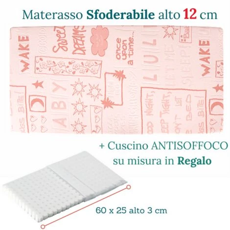 EVERGREENWEB - Materasso Lettino O Culla 60x125 Per Bambini Alto 12 Cm + Cuscino ANTISOFFOCO Su Misura GRATIS Con Fodera In Cotone Naturale, Rivestimento Sfoderabile Anallergico Lavabile MINNY 7 EVERGREENWEB - Materasso Lettino O Culla 60x125 Per Bambini Alto 12 Cm + Cuscino ANTISOFFOCO Su Misura GRATIS Con Fodera In Cotone Naturale, Rivestimento Sfoderabile Anallergico Lavabile MINNY - immagine 5