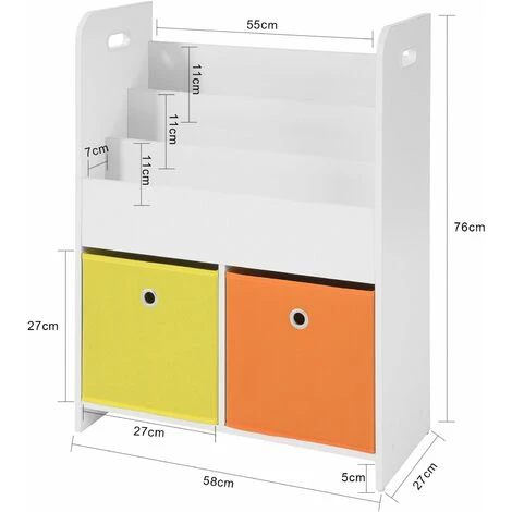 SoBuy Libreria Montessoriana Per Bambini Scaffale Portagiochi Portariviste 3 Scaffali+2 Cestini KMB27-W 4 SoBuy Libreria Montessoriana Per Bambini Scaffale Portagiochi Portariviste 3 Scaffali+2 Cestini KMB27-W - immagine 2
