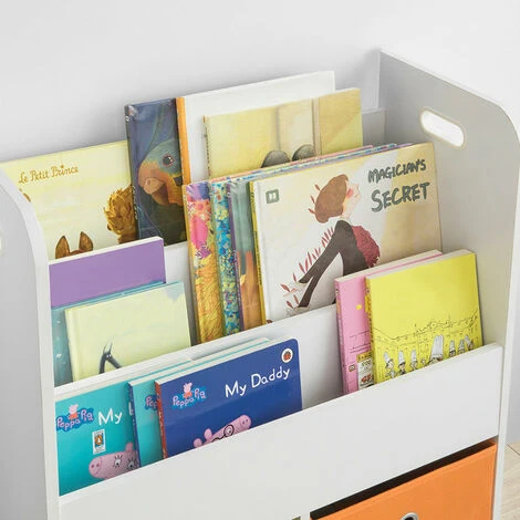 SoBuy Libreria Montessoriana Per Bambini Scaffale Portagiochi Portariviste 3 Scaffali+2 Cestini KMB27-W 5 SoBuy Libreria Montessoriana Per Bambini Scaffale Portagiochi Portariviste 3 Scaffali+2 Cestini KMB27-W - immagine 3