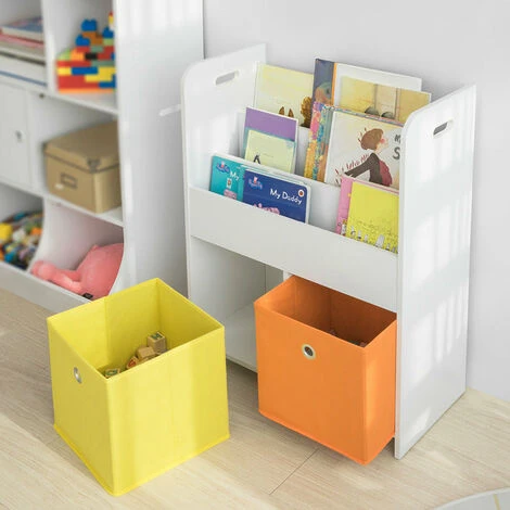 SoBuy Libreria Montessoriana Per Bambini Scaffale Portagiochi Portariviste 3 Scaffali+2 Cestini KMB27-W 6 SoBuy Libreria Montessoriana Per Bambini Scaffale Portagiochi Portariviste 3 Scaffali+2 Cestini KMB27-W - immagine 4