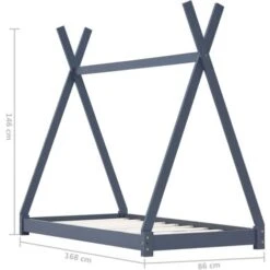 Giroletto Per Bambini Grigio In Legno Massello Di Pino 80x160cm VidaXL -Cameretta Per Bambini 18761068 3