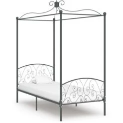 Letto A Baldacchino Grigio In Metallo 100x200 Cm VidaXL