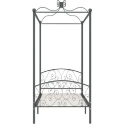Letto A Baldacchino Grigio In Metallo 100x200 Cm VidaXL 10 Letto A Baldacchino Grigio In Metallo 100x200 Cm VidaXL -Cameretta Per Bambini 18761264 4